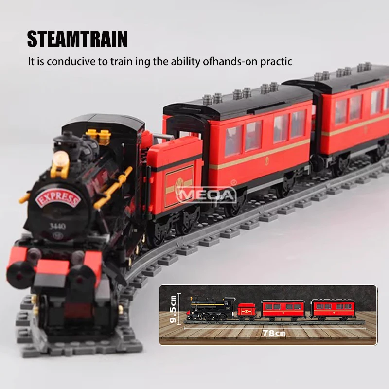 Classic Steam Train Building Block Set German BR01 Big Boy Steam Locomotive Bricks DIY CN5700 Rail Train Assemble Bricks Toys