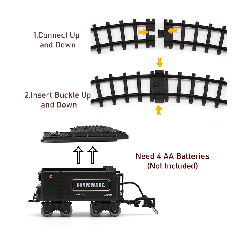 Alloy Black Railway Train Add Water Emit Smoke Toy Metal Carriage Train Track Toys Locomotive with Sound&Light Steam train - Image 5