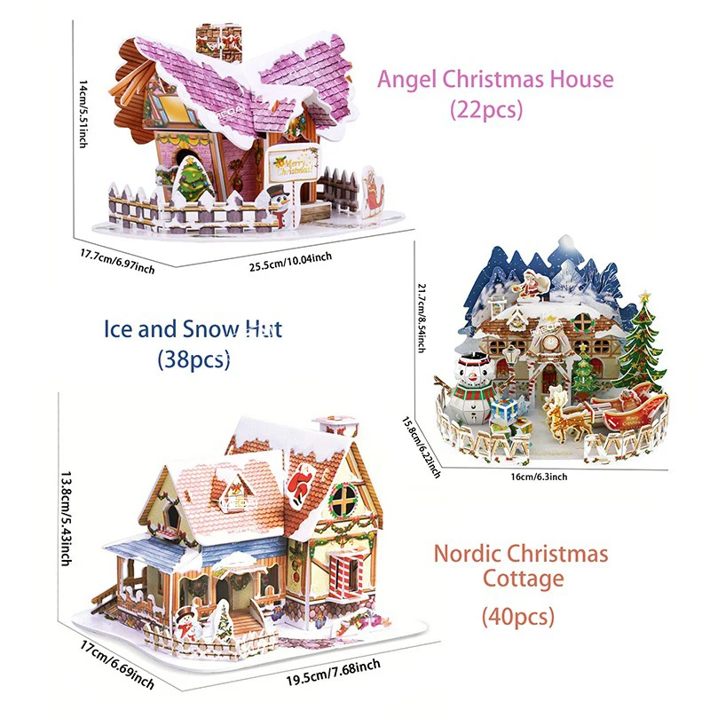 5 Style Christmas Castle Building 3D Puzzle Model X'max House Architecture Construction Jigsaw Puzzles Toys Kids Christmas Gift - Image 2