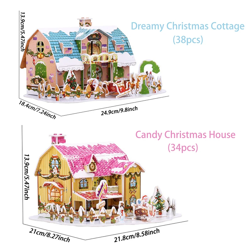 5 Style Christmas Castle Building 3D Puzzle Model X'max House Architecture Construction Jigsaw Puzzles Toys Kids Christmas Gift - Image 3