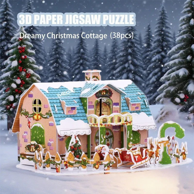 5 Style Christmas Castle Building 3D Puzzle Model X'max House Architecture Construction Jigsaw Puzzles Toys Kids Christmas Gift - Image 5