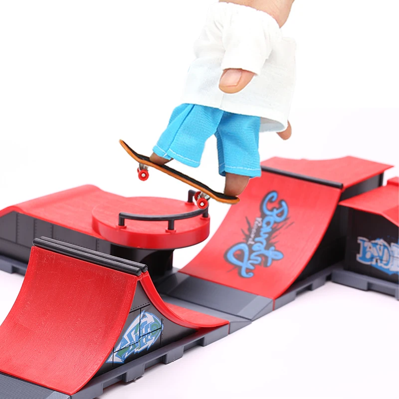 DIY Finger Skatepark 6-in-1 Set Professional Tech Practice Deck Platform Stunt Finger Skateboard Assemble Ramp Park Kits Toys - Image 2