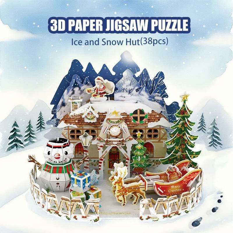 5 Style Christmas Castle Building 3D Puzzle Model X'max House Architecture Construction Jigsaw Puzzles Toys Kids Christmas Gift - Image 4