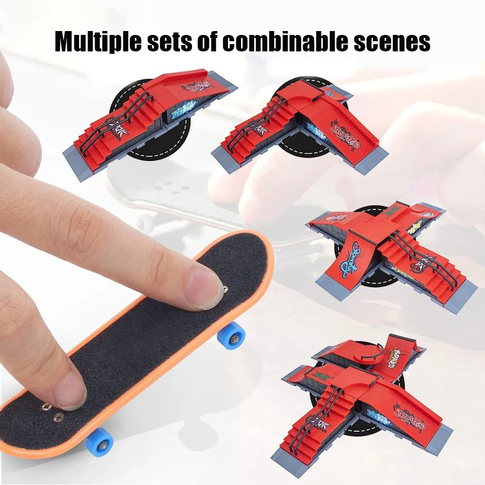 6-In-1 Finger Skateboards DIY Skate Park Ramp Parts For Tech Deck Scene Venue Combination Set For Children Indoor Home Toy - Image 3