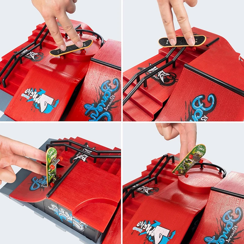 6-In-1 Finger Skateboards DIY Skate Park Ramp Parts For Tech Deck Scene Venue Combination Set For Children Indoor Home Toy - Image 4